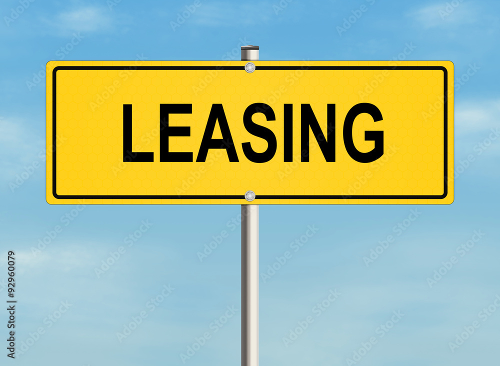 Leasing. Road sign on the sky background. Raster illustration. Leasing. Road sign on the sky background. Raster illustration.