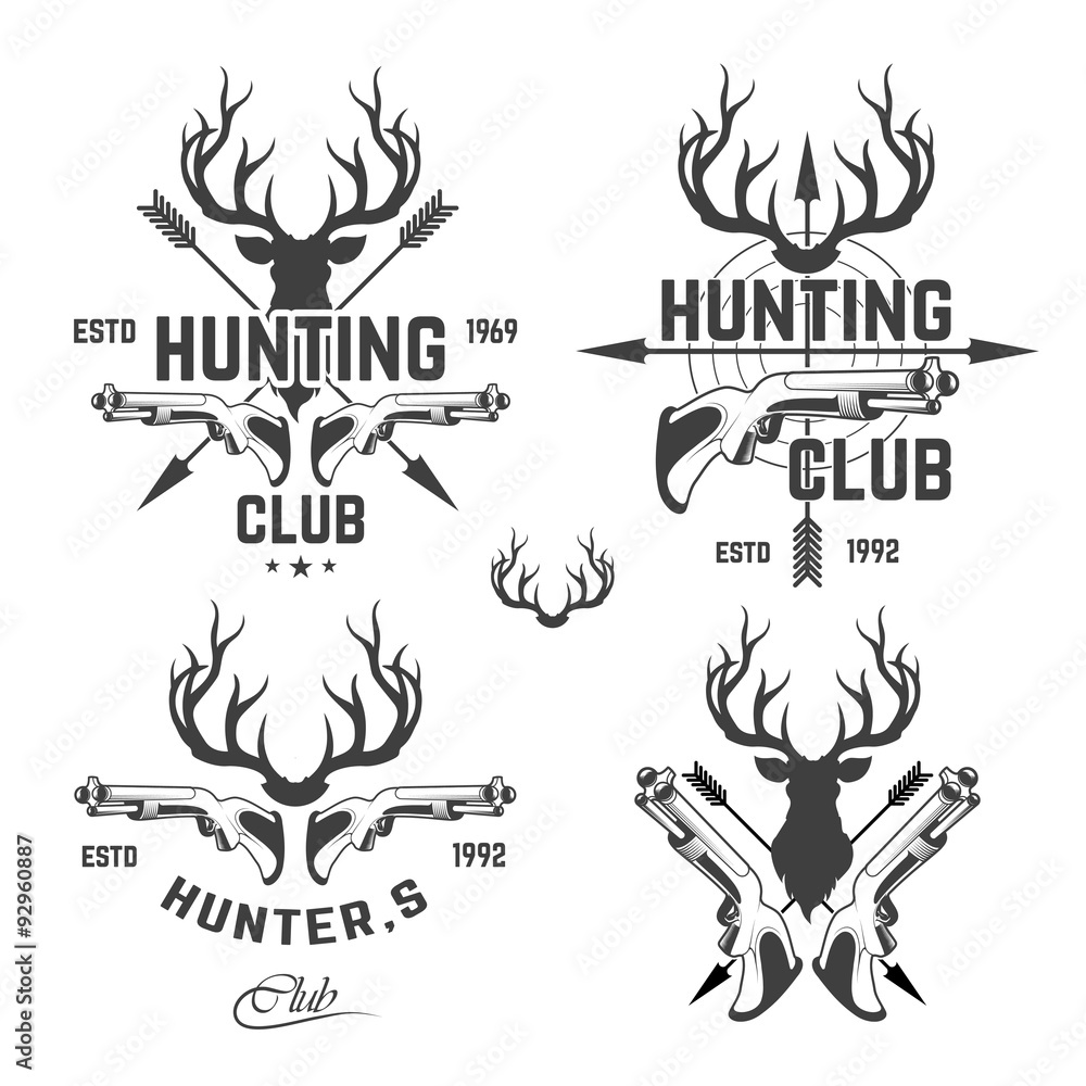Fototapeta premium Vector set of vintage hunting emblems