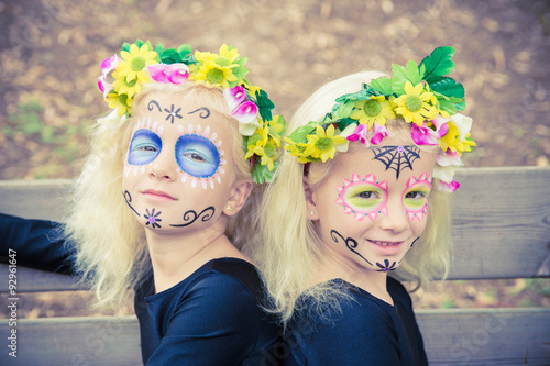Wallpaper Mural Cute twin girls with sugar skull makeup Torontodigital.ca