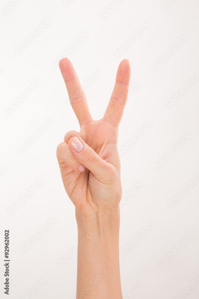 Woman's hand expressing success