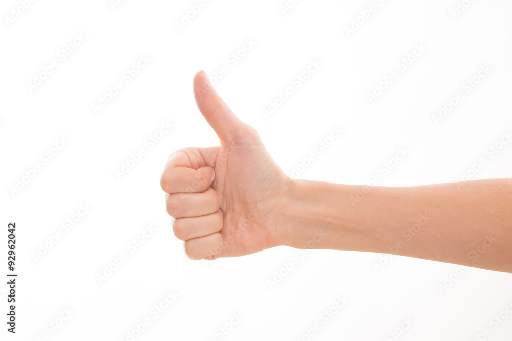 Woman's hand expressing success