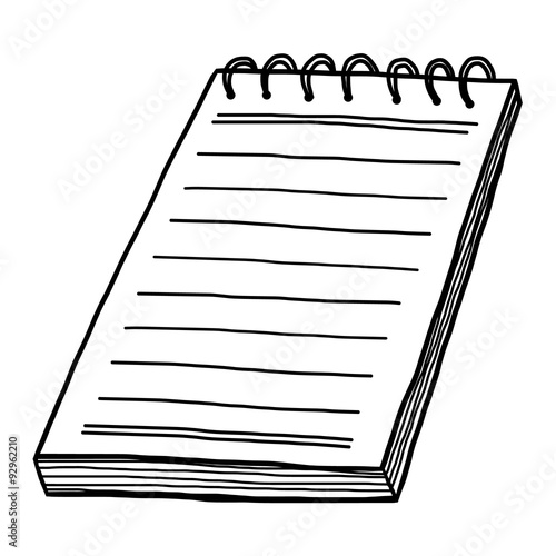 notebook / cartoon vector and illustration, black and white, hand drawn, sketch style, isolated on white background.