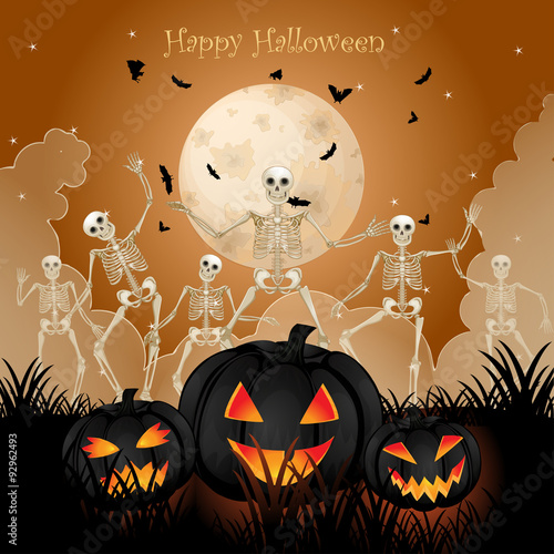Halloween skeleton poster design