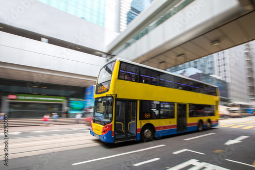 Bus travel with Blurred Motion at Central of Hong Kong