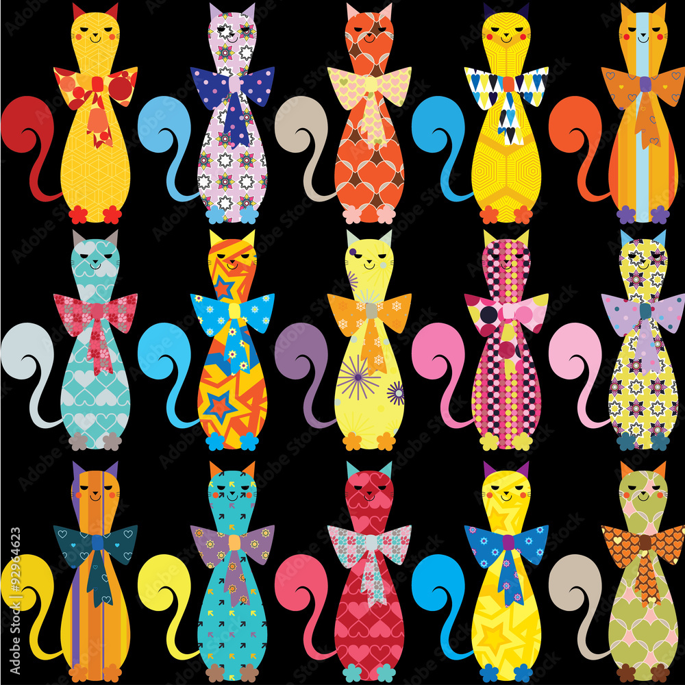 Fototapeta premium Seamless vector background with decorative elegant cats