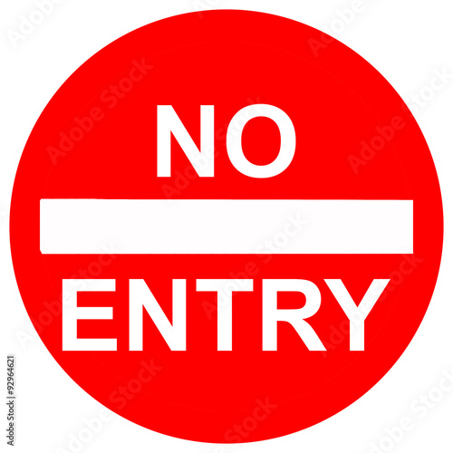 No entry sign, isolated on white background photo