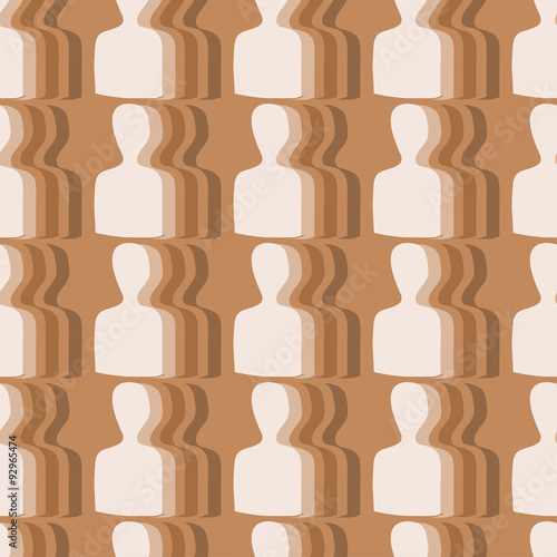 Vector seamless pattern with people biege silhouette