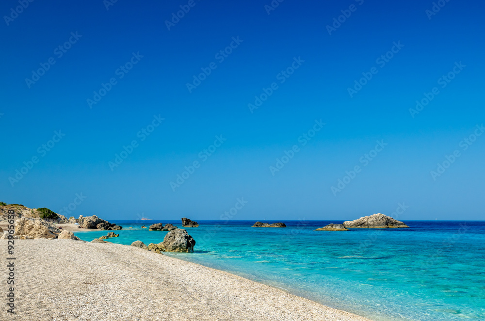 Kathisma Beach, Lefkada Island, Greece. Kathisma Beach is one of the best beaches in Lefkada Island in Ionian Sea