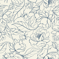 Wandcirkels Bloemenprints patronen Sierlijk bloemenpatroon in retro stijl  © Kotkoa