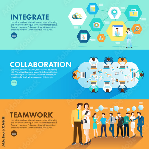 Flat design concept marketing integrate collaboration and teamwork for working together. Vector Illustrate
