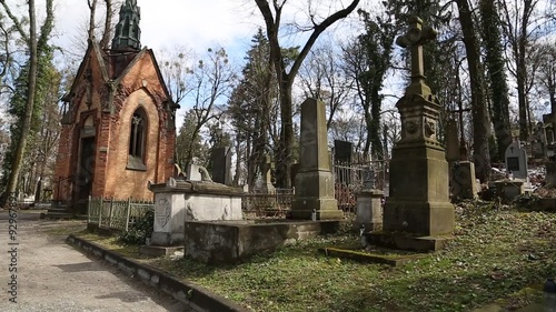 Old tombs on the Lychakiv Cemetery in Lviv, Western Ukraine photo