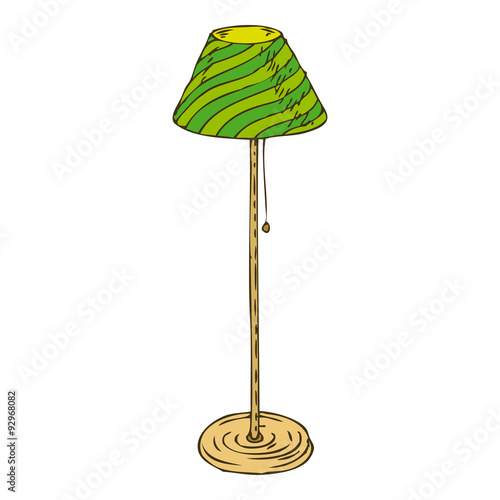 Green Floor Lamp Isolated on White Background