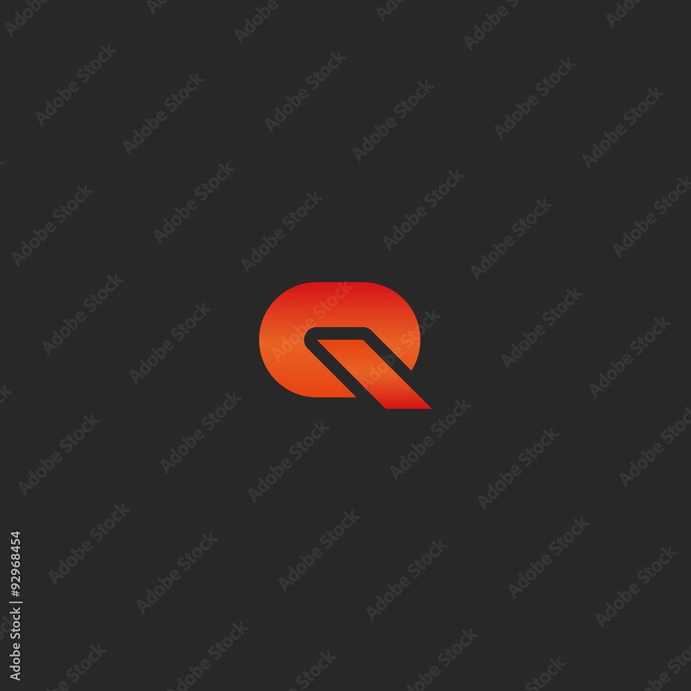 Q letter logo, orange graphic design element, geometric shape template for business card Q letter logo, orange graphic design element, geometric shape template for business card