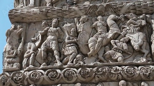 Bas-relief on ancient Arch of Galerius in Thessaloniki, Greece photo