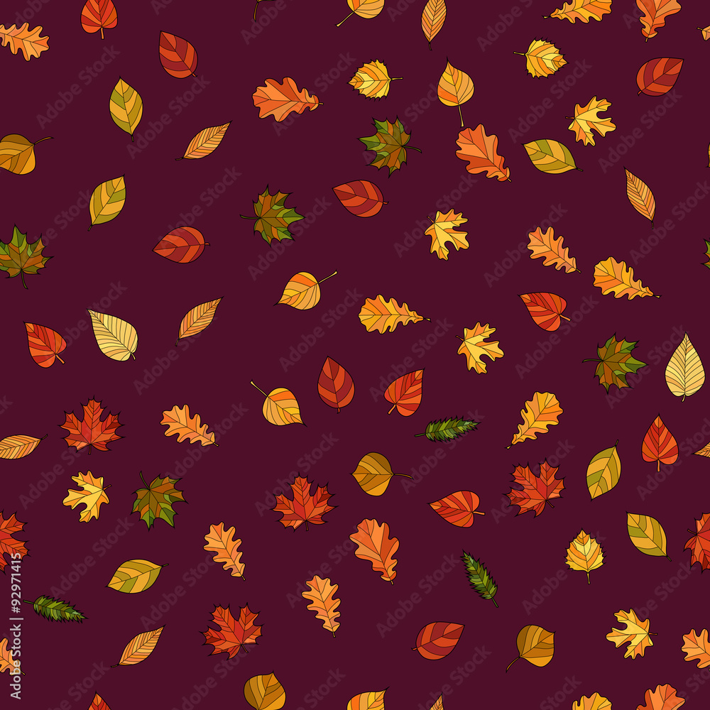 abstract vector doodle autumn leaves seamless pattern abstract vector doodle autumn leaves seamless pattern