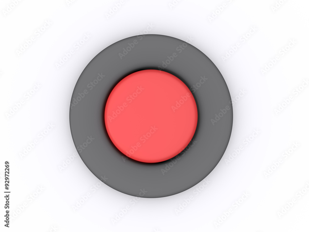 round red button isolated on white background. 3D icon round red button isolated on white background. 3D icon