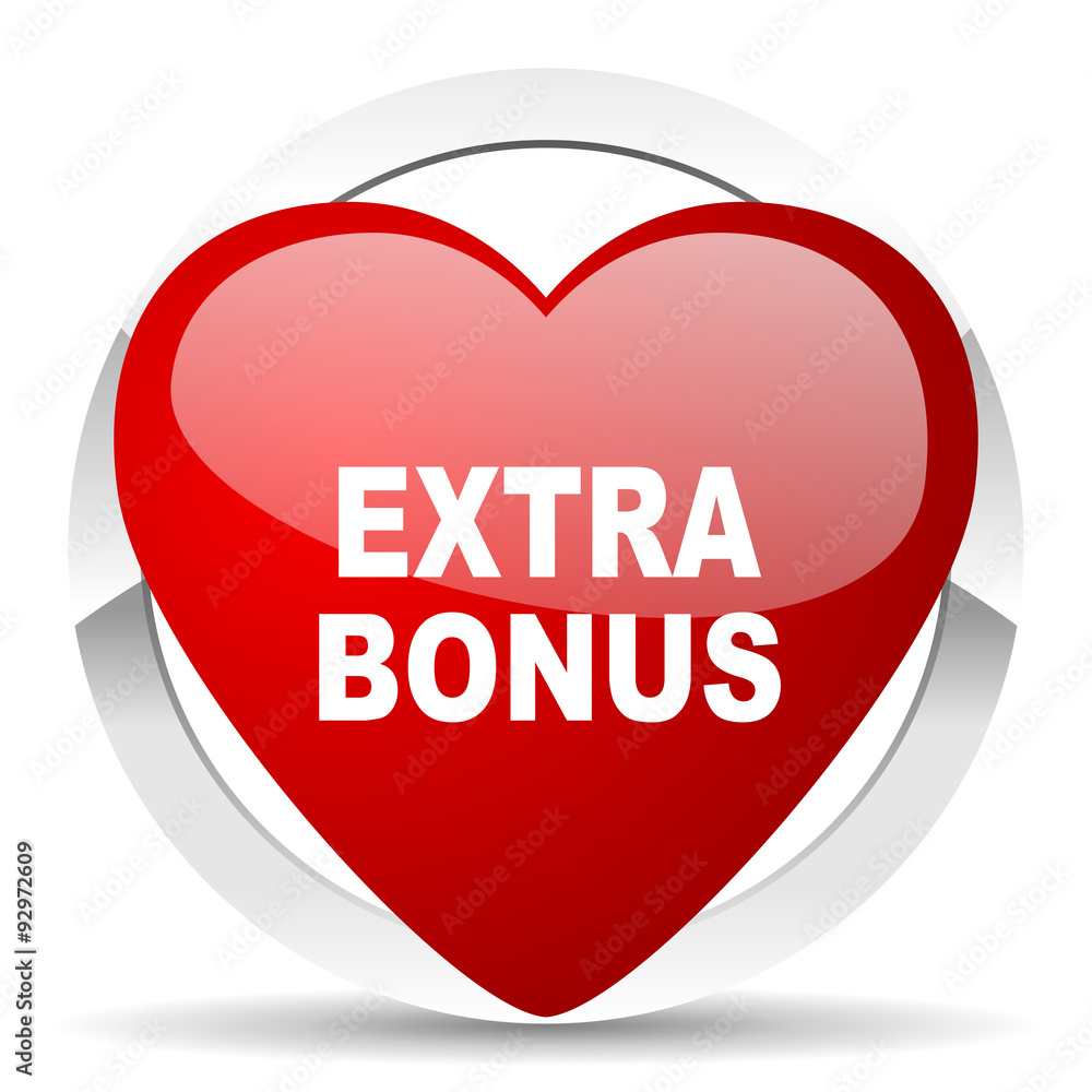 extra bonus red heart valentine icon on white background