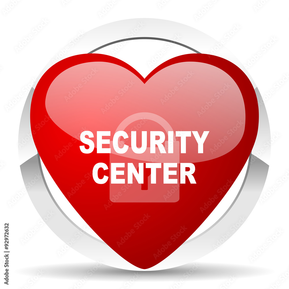 security center red heart valentine icon on white background security center red heart valentine icon on white background