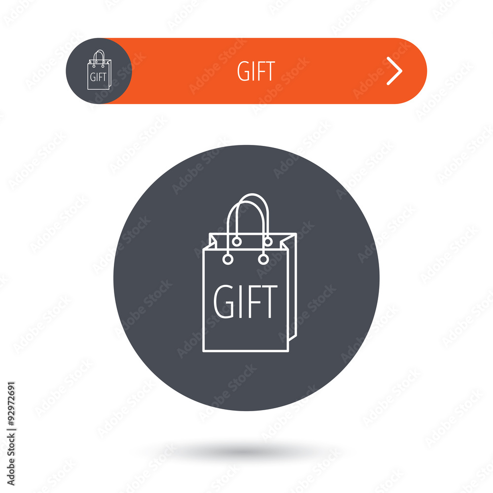 Gift shopping bag icon. Present handbag sign. Gift shopping bag icon. Present handbag sign.