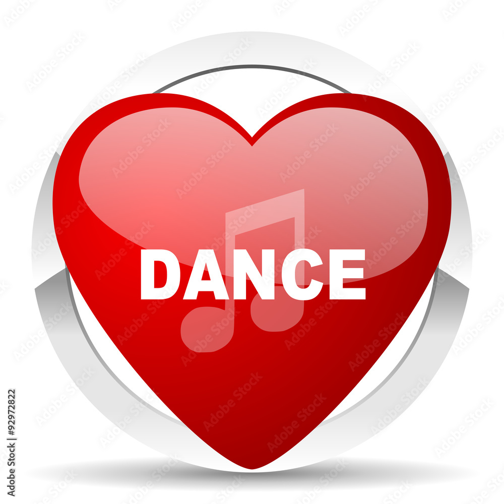 dance music red heart valentine icon on white background dance music red heart valentine icon on white background
