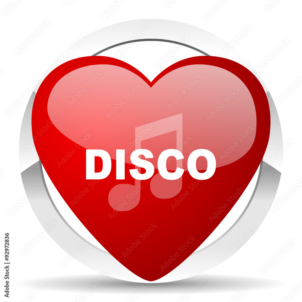 disco music red heart valentine icon on white background disco music red heart valentine icon on white background
