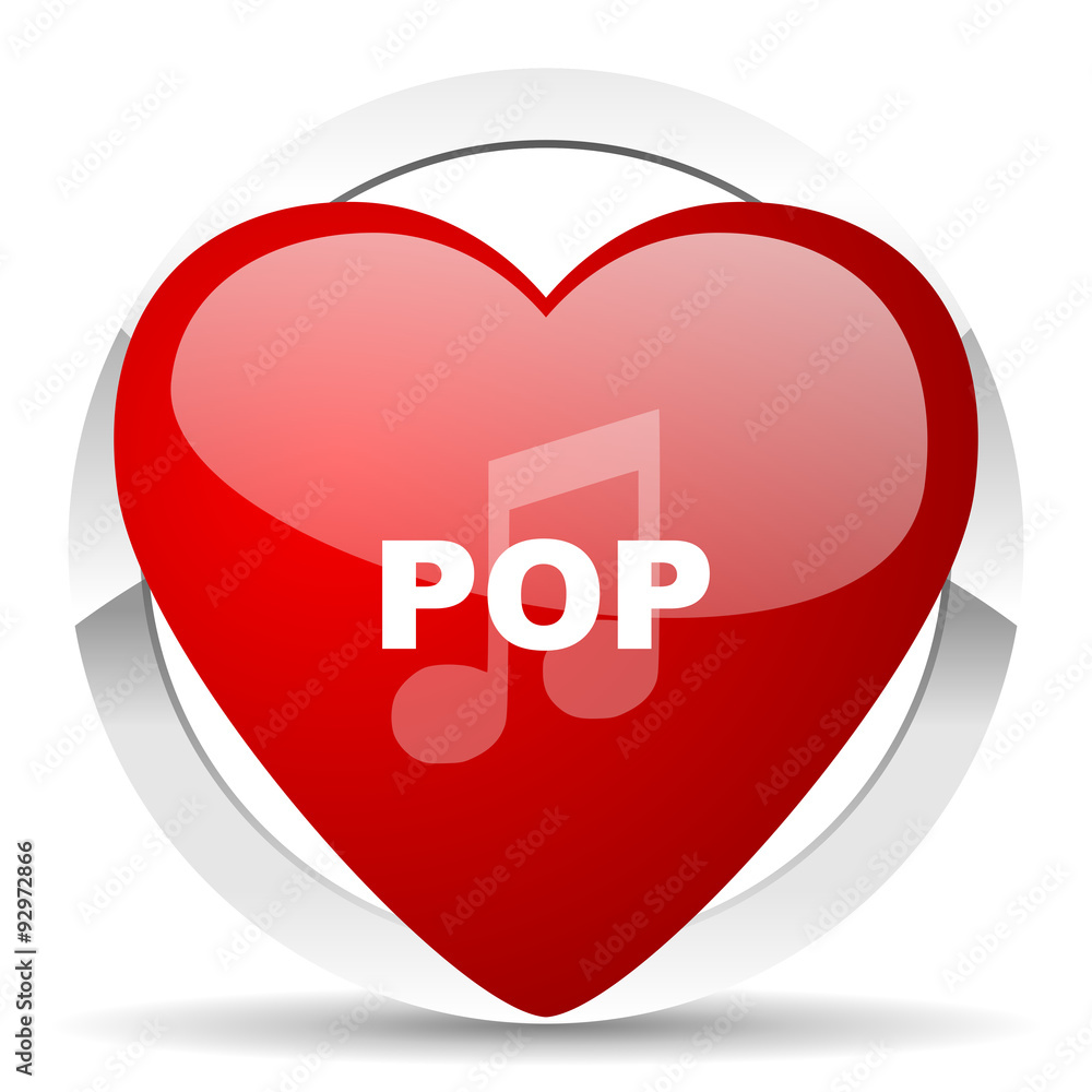 pop music red heart valentine icon on white background pop music red heart valentine icon on white background