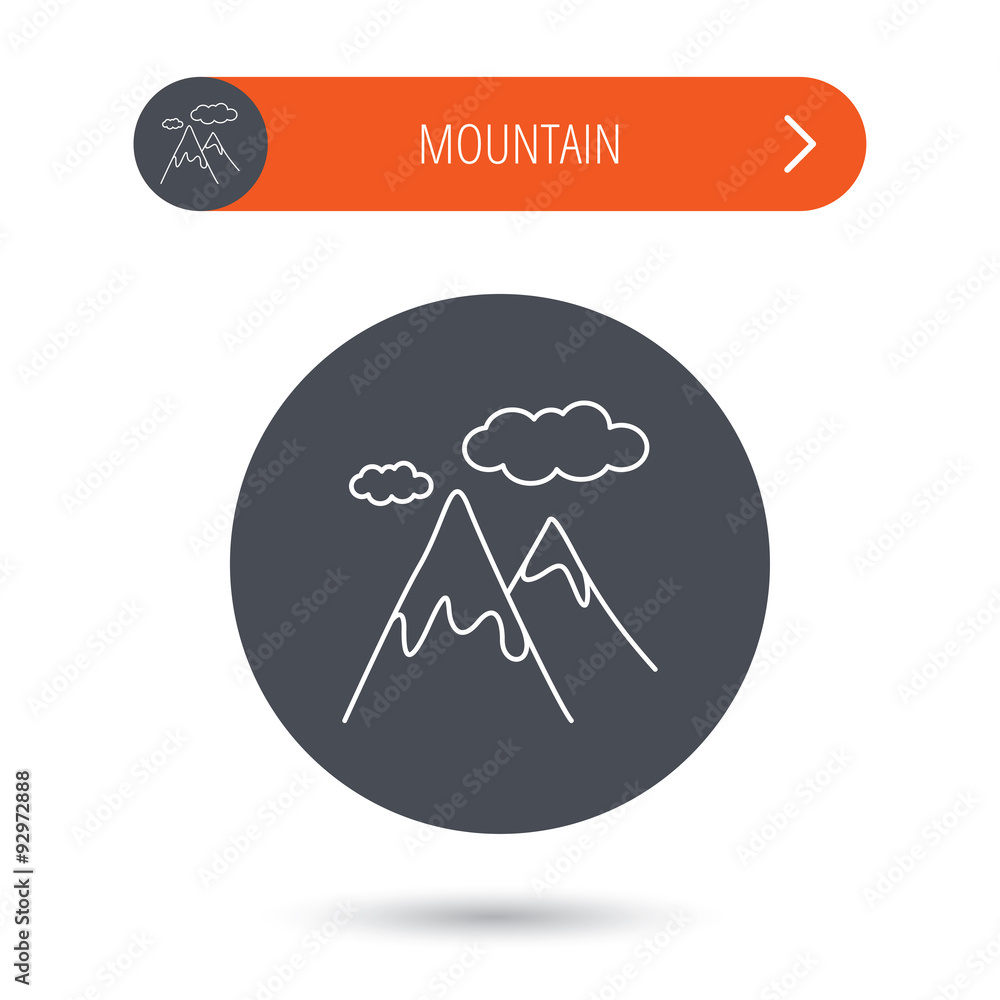 Mountain icon. Hills and clouds sign. Mountain icon. Hills and clouds sign.