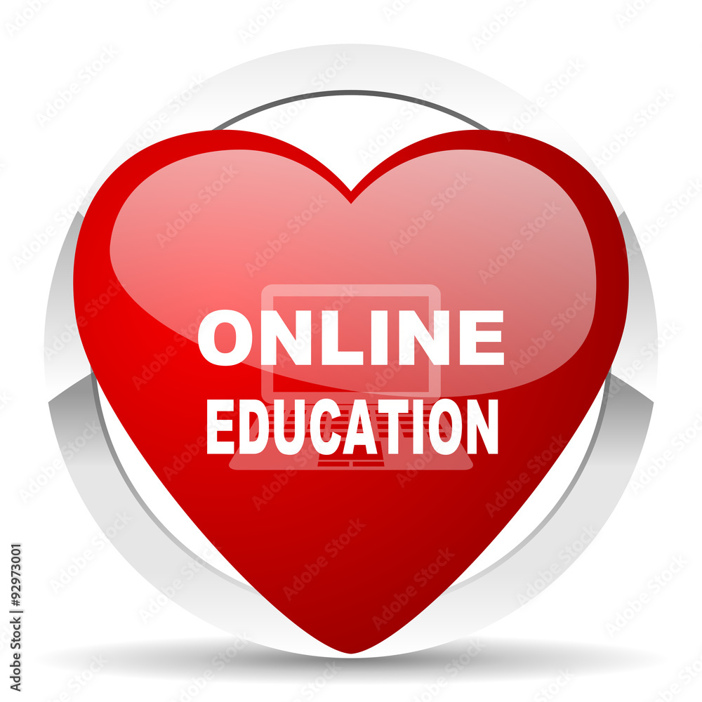 online education red heart valentine icon on white background online education red heart valentine icon on white background