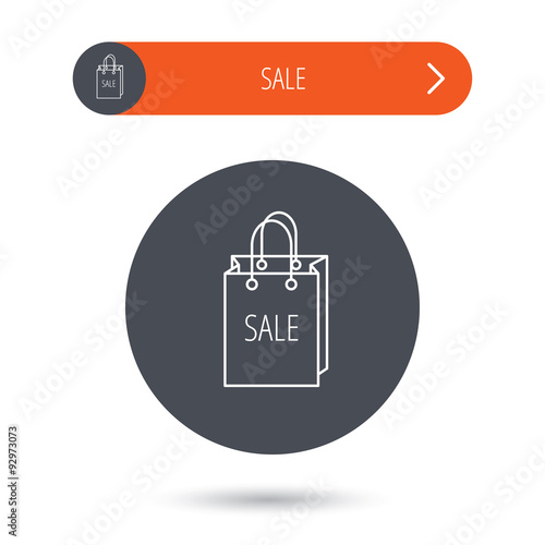 Sale shopping bag icon. Discount handbag sign.