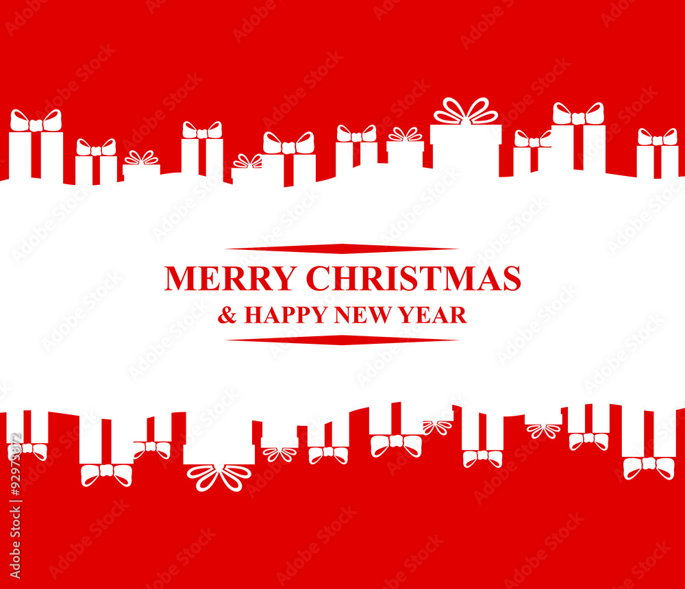 Greeting Christmas card with gifts