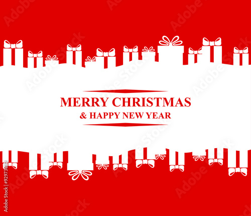 Greeting Christmas card with gifts