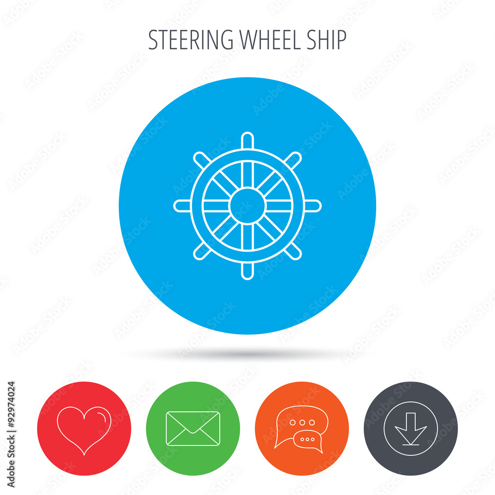Ship steering wheel icon. Captain rudder sign. Ship steering wheel icon. Captain rudder sign.