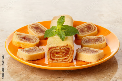 Bolo de rolo (swiss roll, roll cake) Brazilian dessert