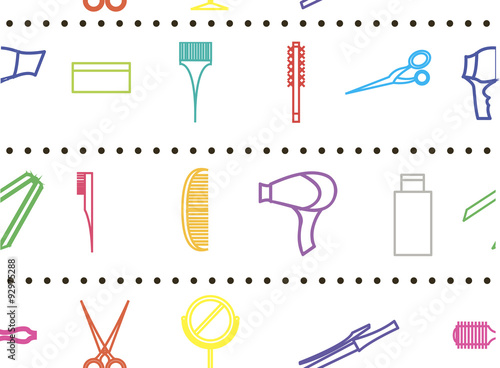 Seamless pattern with objects hair care and body cosmetology. De