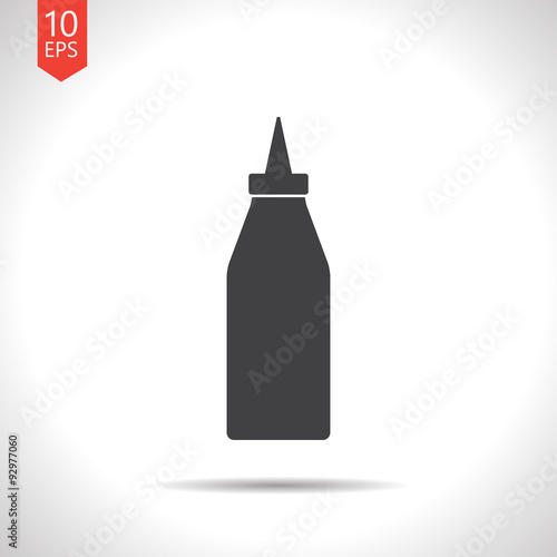 Vector flat bottle with ketchup