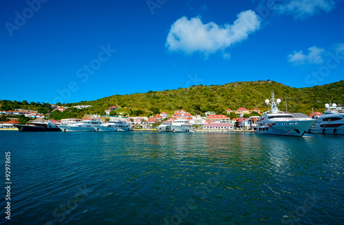 View of the bay of St Barth island, Caribbean sea