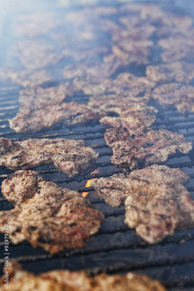 Fototapeta premium Grilled meat and sausage