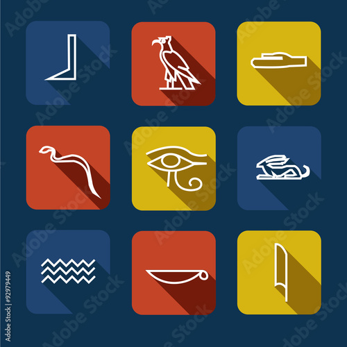 Egypt icons and design elements isolated. 