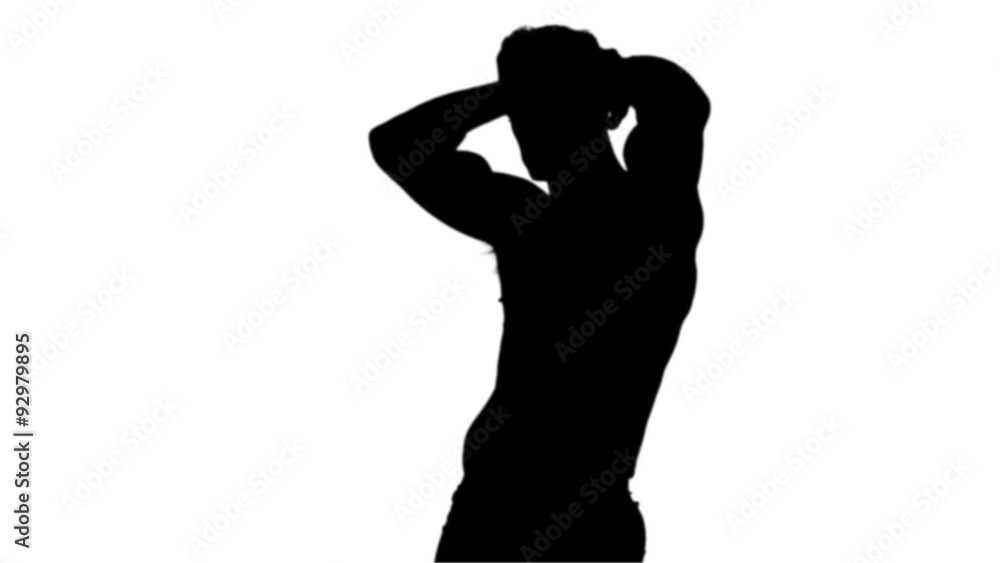 Muscular silhouette of man flexing muscles Muscular silhouette of man flexing muscles
