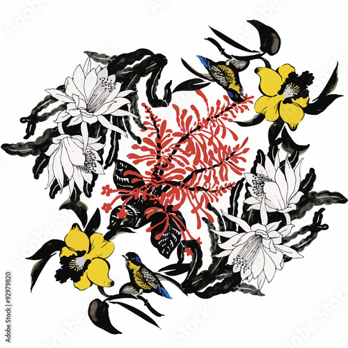 Floral background. Floral card. Watercolor floral bouquet