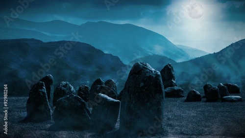 Animation of mist around a spooky stone circle 