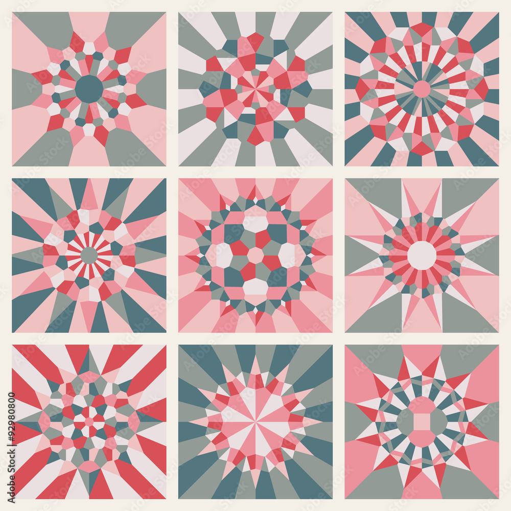 Set of Nine Vector Symmetrical Mandala Ornament Pattern Set of Nine Vector Symmetrical Mandala Ornament Pattern