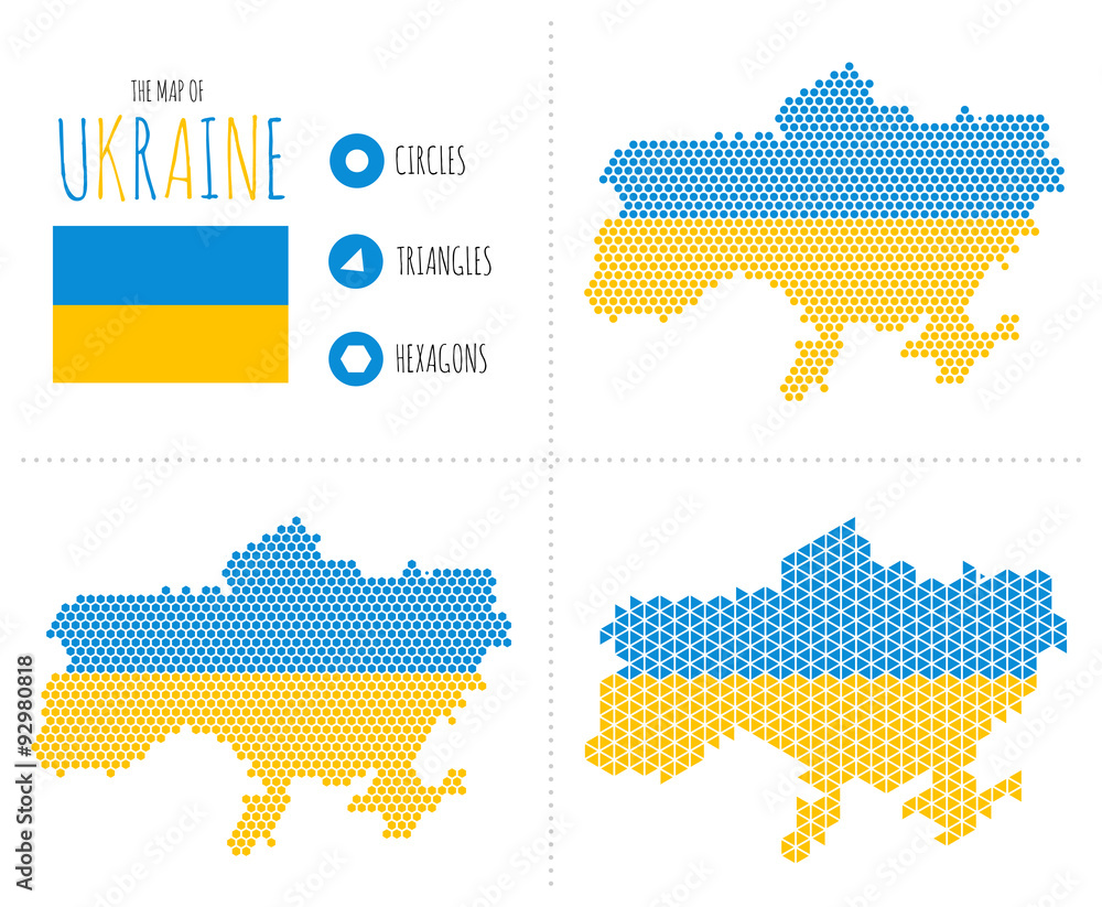 Obraz premium Ukraine Map in 3 Styles