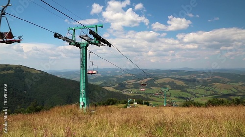 Cable road in Carpathian mountains, Ukraine photo