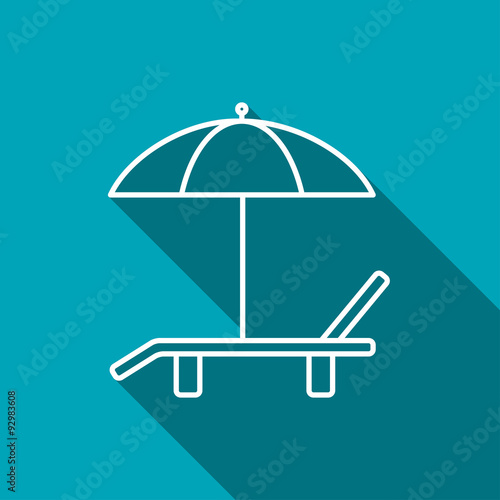 Beach vector icon. Umbrella with deck chair