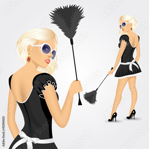 young maid in classic maid dress