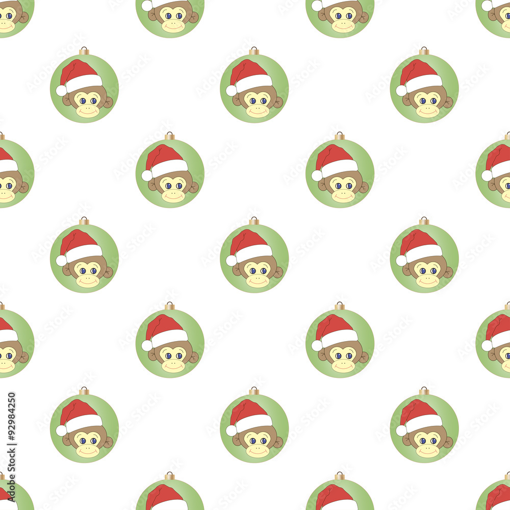seamless pattern with a monkey in a Santa Claus hat seamless pattern with a monkey in a Santa Claus hat