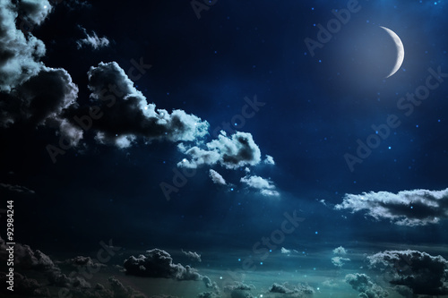 Night sky with stars and full moon background © Ruslan Ivantsov