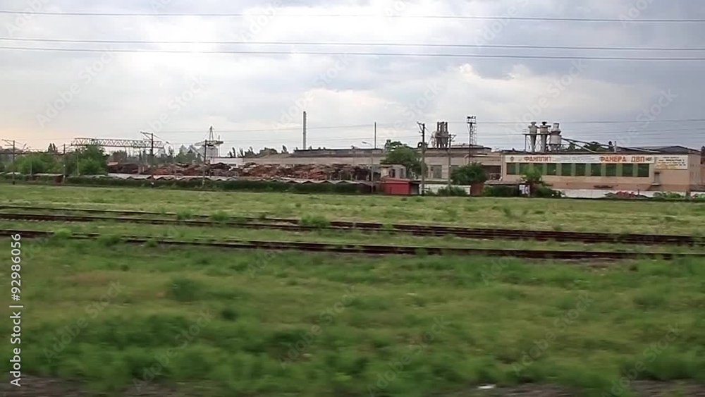 Video filming of industrial area from moving train Video filming of industrial area from moving train