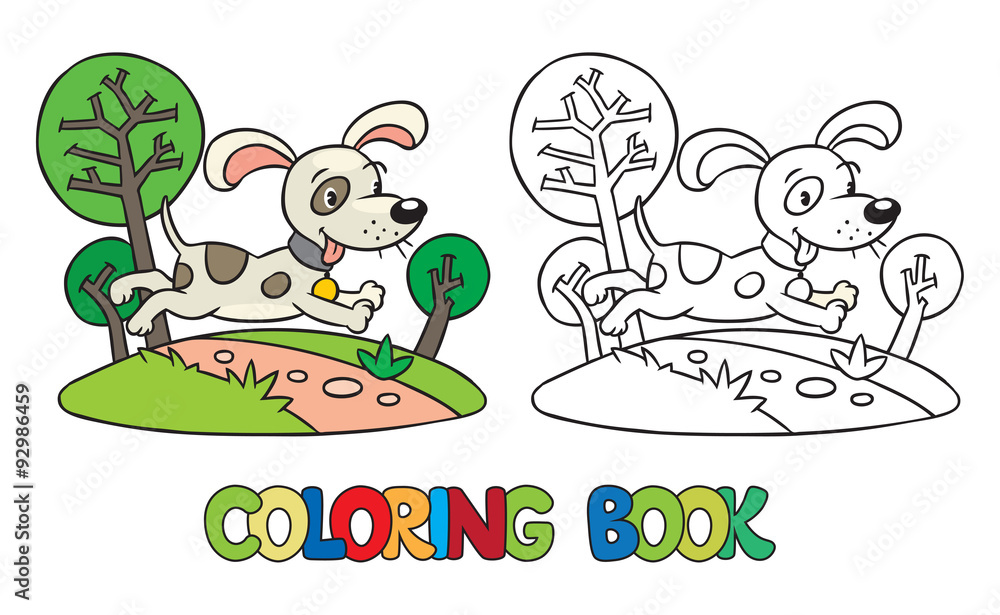 Fototapeta premium Coloring book of little dog or puppy